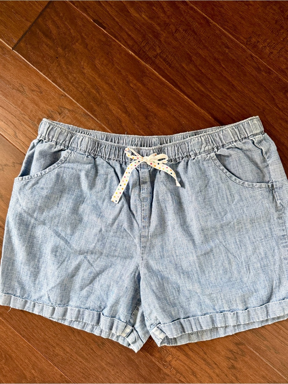 Lands' End Light Blue Denim Drawstring Kids Shorts